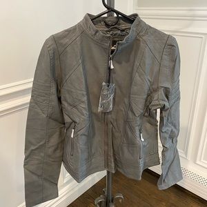 Gray leather jacket